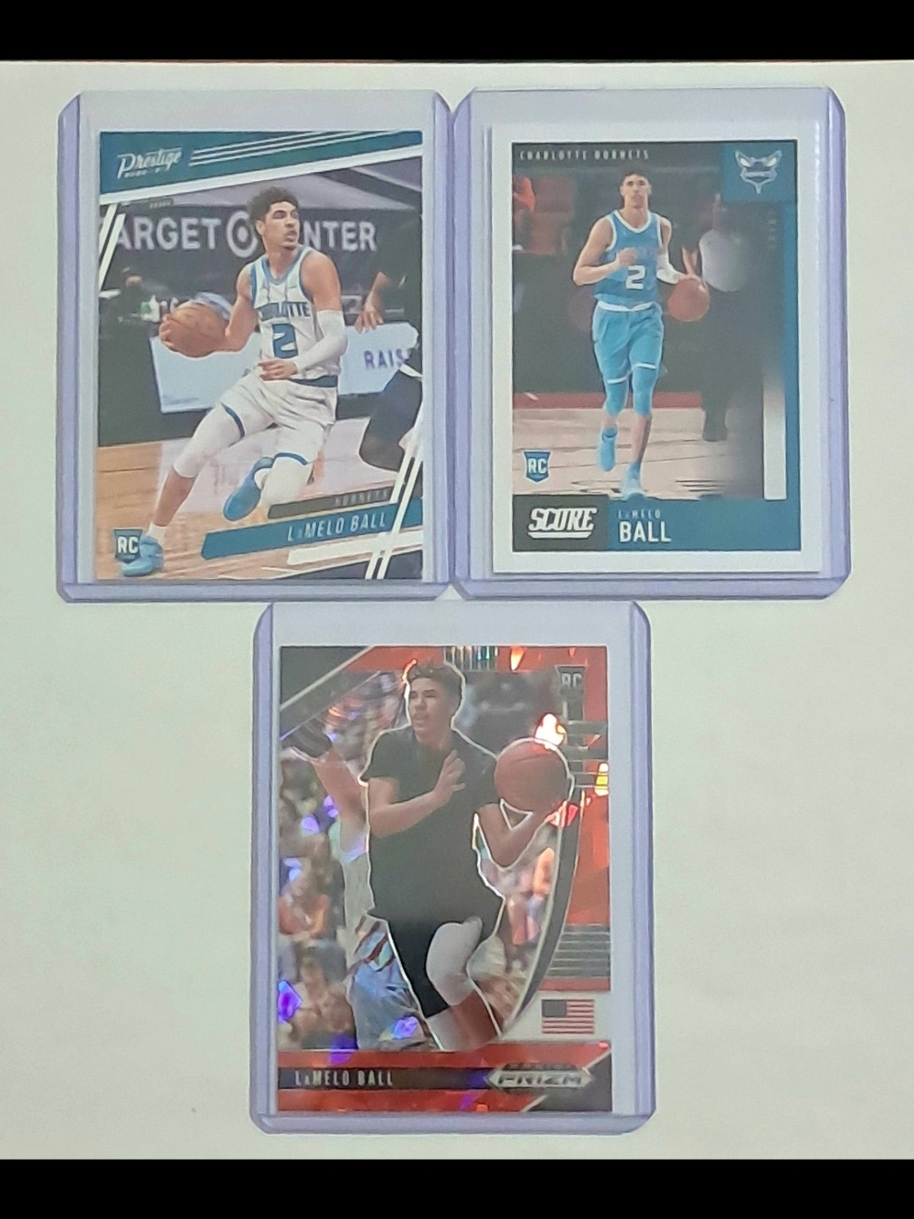 Lamelo Ball 2020-21 Panini Rookie NBA Basketball Card Lot of 3
